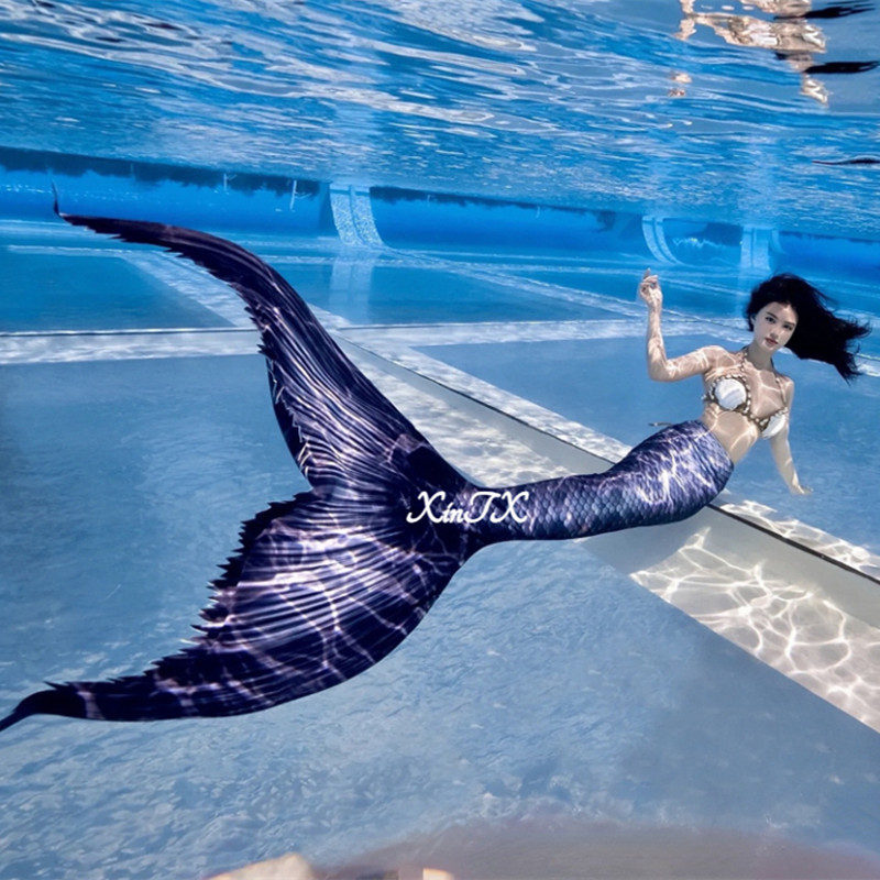 Marine Aquarium - ชุดว่ายน้ำหางนางเงือกสำหรับผู้ใหญ่ พร้อมหูนางเงือก คอสเพลย์ ชุดแสดงดำน้ำในตู้ปลา ชุดถ่ายรูป ชุดชายหาด