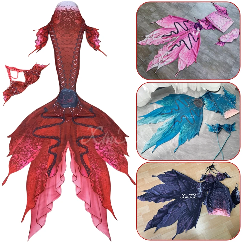 Marine Aquarium - ชุดบิกินีหางนางเงือก สไตล์โกธิคเข้ม สำหรับผู้ใหญ่ เซ็กซี่ ลายเกล็ดเปลือกหอย สำหรับการแสดงในตู้ปลา