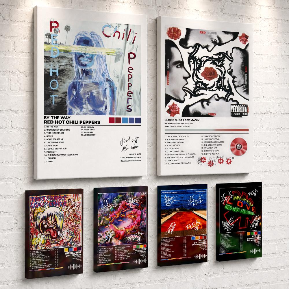Live Rock - ภาพวาดติดผนังกรอบรูป วงร็อก R-Red Hot Chili P-Peppers