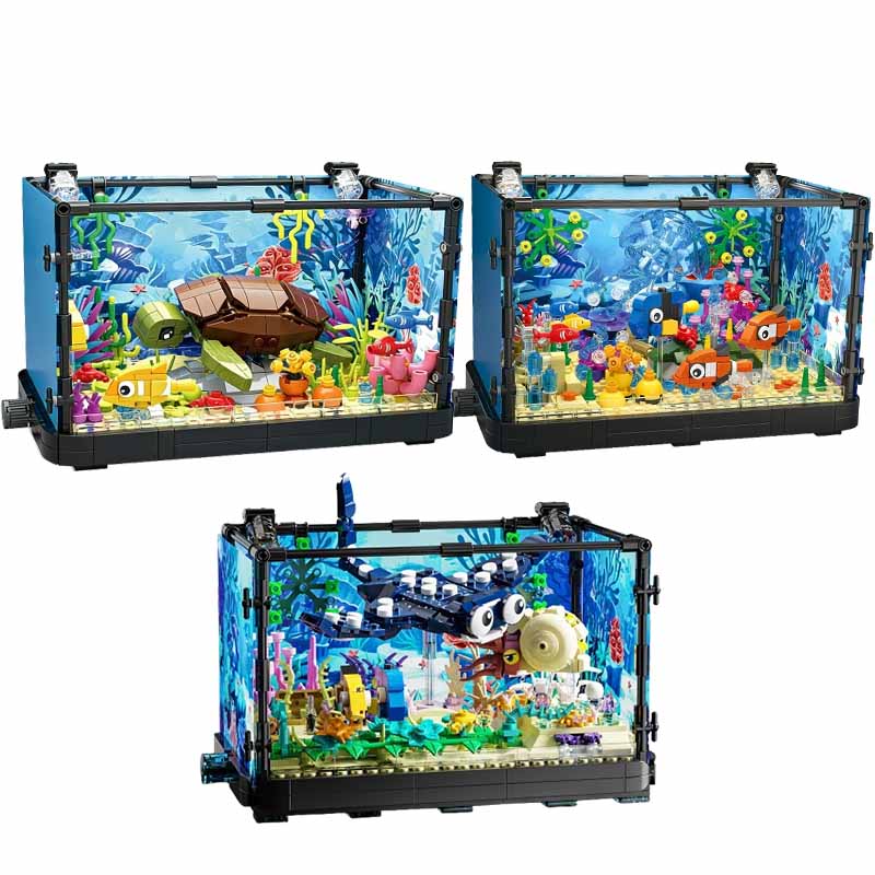 ชุดบล็อกตัวต่อตู้ปลาพร้อมไฟ，ตู - Marine Aquarium Cube บทวิจารณ์และราคา
